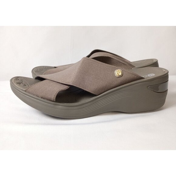 Bzees Lifestride Desire Wedge Sandal Morel Stretch Fabric 8 Slip On NWOB - Picture 10 of 10
